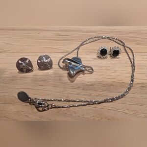 Silver Jewelry Set with Black Accents